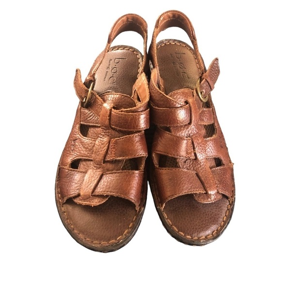 Boc Born Leather Fisherman Sandal Brown Sz. 8 Side Buckle Casual Comfort Boho - Picture 1 of 5